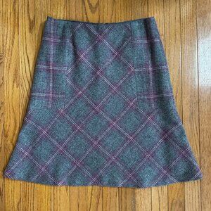 Talbots Petites Wool-Blend Gray & Lavender Plaid A-Line Skirt – Size 6P